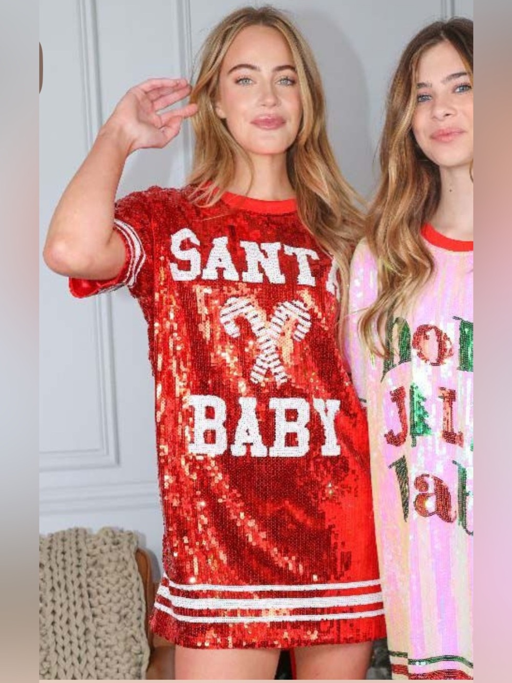 NWT Simply Southern Red Sequin 'Santa Baby' Christmas Dress Sz Small/Medium